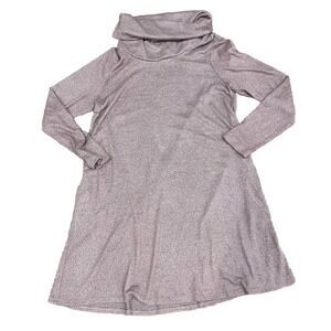 AGB Cowl Neck Reverse Knit Long Sleeve Pullover Sweater Dress Plum L